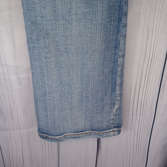 Vigoss Lightly Distressed Boot Cut Blue Denim Jeans - Picture 6 of 16